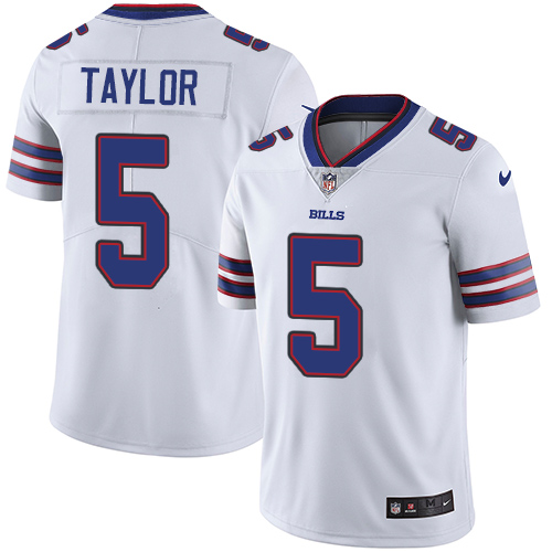 Nike Bills #5 Tyrod Taylor White Men's Stitched NFL Vapor Untouchable Limited Jersey - Click Image to Close